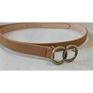 Aeropostale Women's Faux Leather Double O-ring Buckle Belt Size XL Brown NWOT